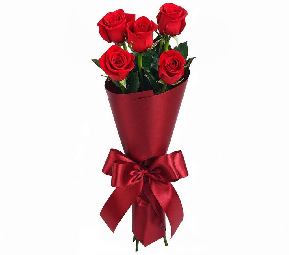 Букет 5 Красных роз Эдлесс Лав в Николиной Балке
