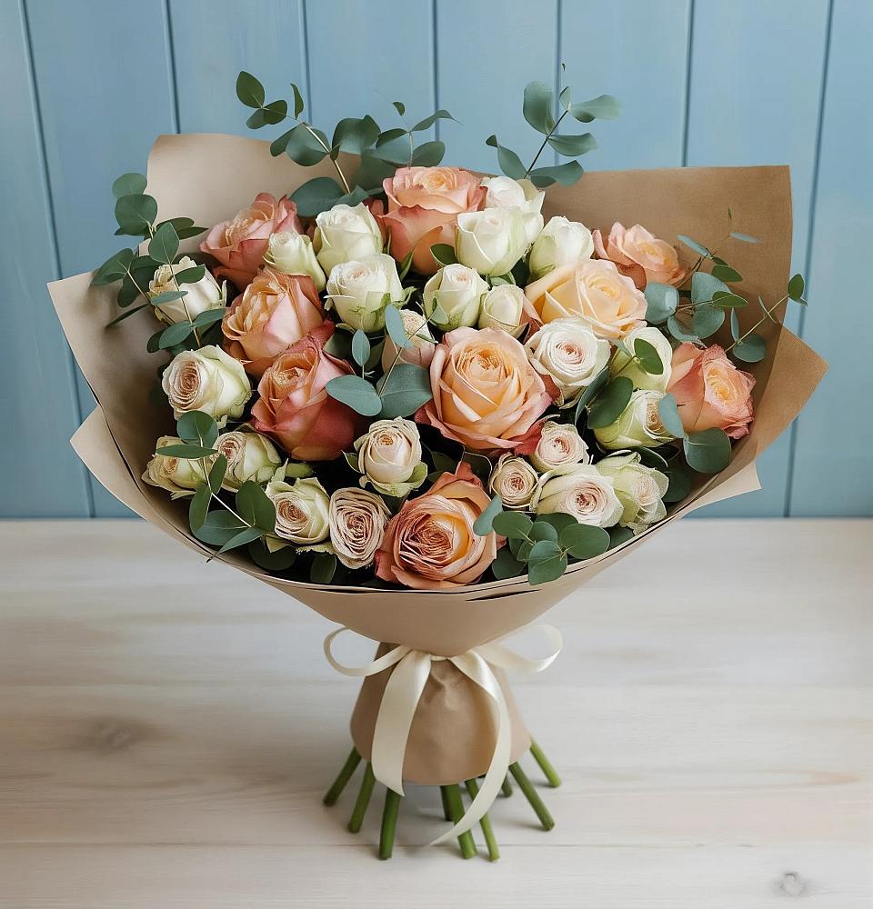 Букет цветов из: Альстромерии и Розы в Николиной Балке