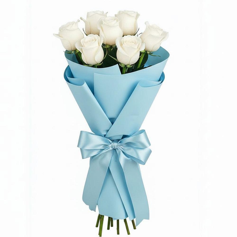 Букет 7 белых роз Проуд в Николиной Балке