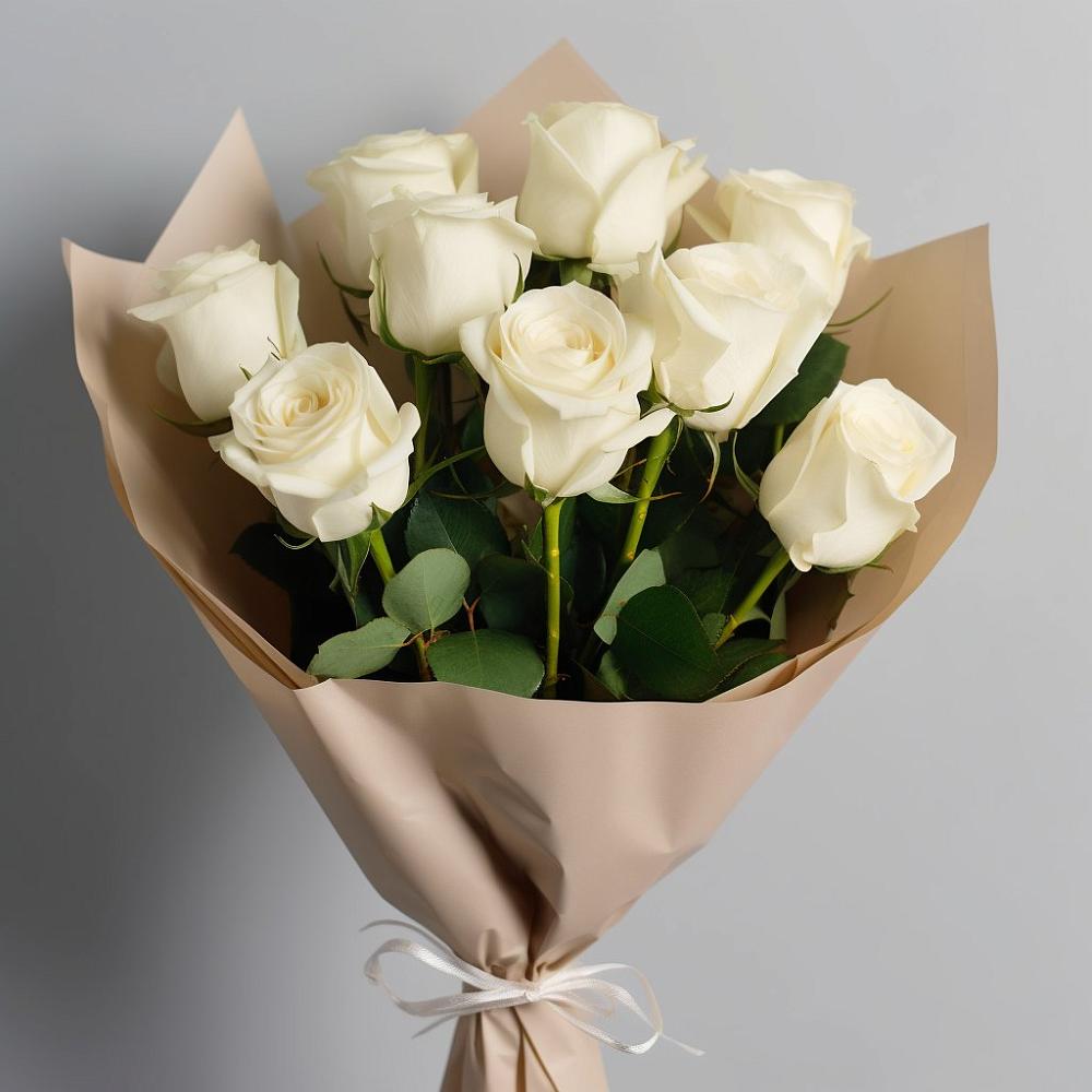 Букет 9 Белых роз Эдлесс Лав в Николиной Балке