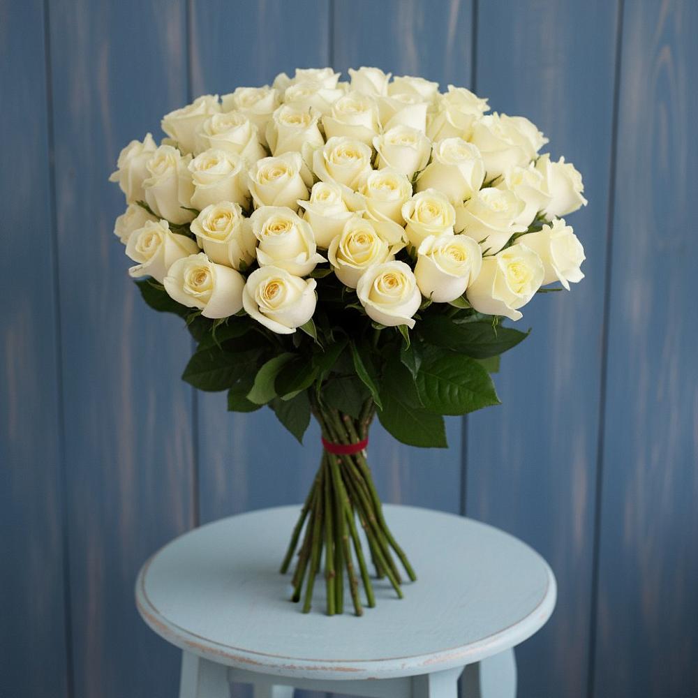 Букет 51 Белая роза Эдлесс Лав в Николиной Балке