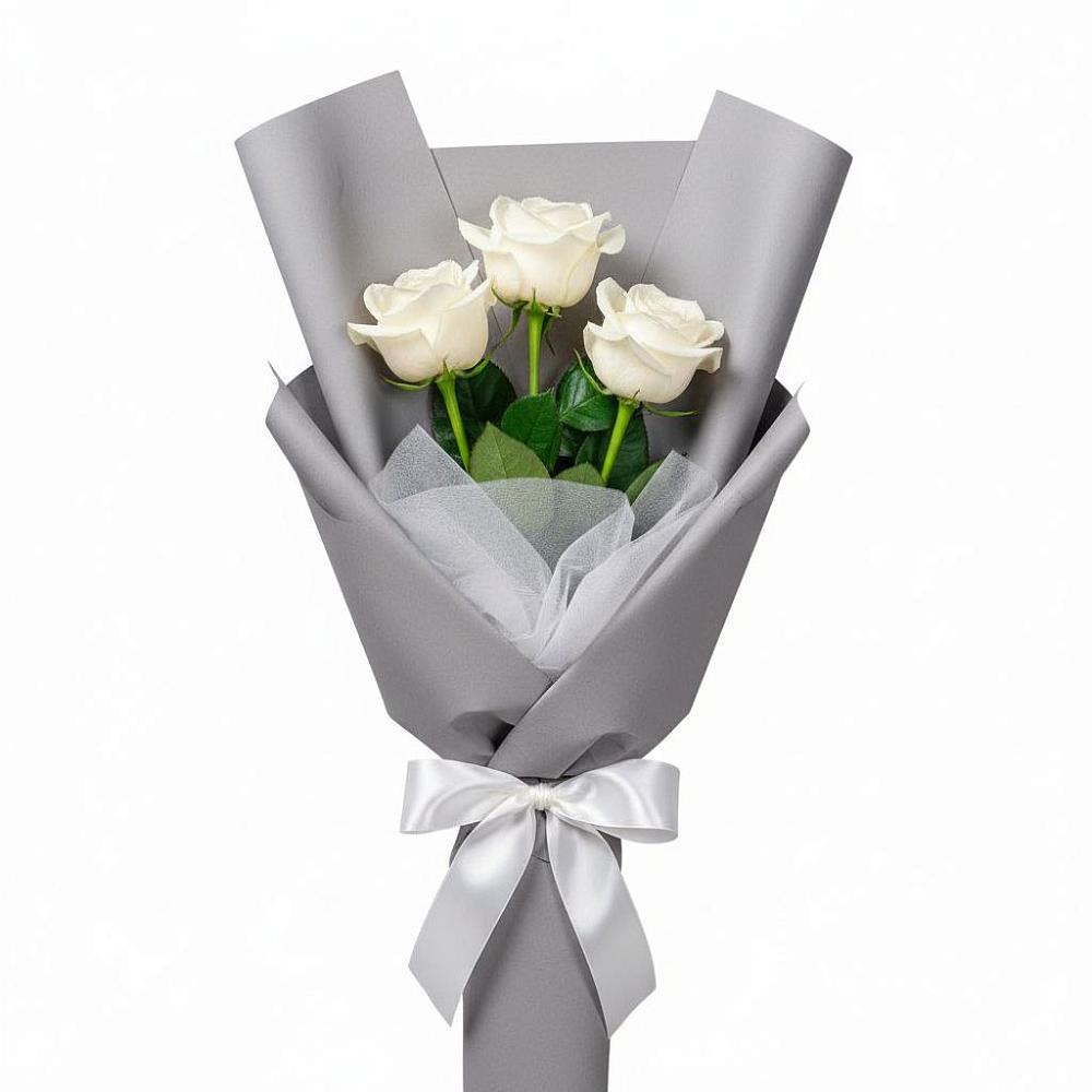 Букет 3 белые розы в Николиной Балке