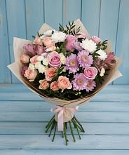 Букет цветов из:  Хризантемы, Розы и Альстромерии в Николиной Балке