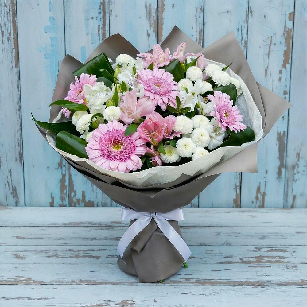 Букет цветов из: Герберы, Альстромерии и Хризантемы в Николиной Балке