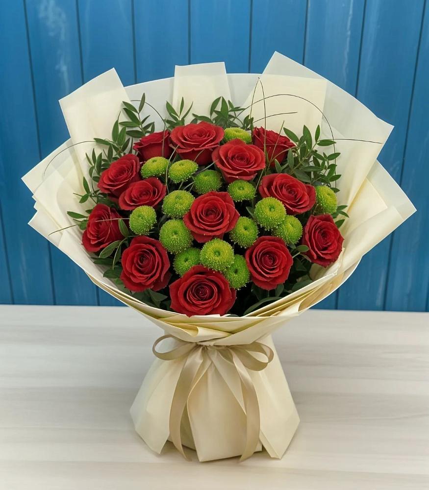 Букет цветов из: Розы и Хризантемы в Николиной Балке